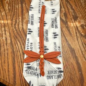 Portland Leather Orange Dragonfly Key Fob in Meadow